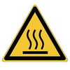 ISO Safety Sign - Warning; Hot surface, W017, Vinyl, 15x13mm, Warning; Hot surface
